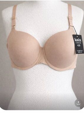 Knix 42B Nude T Shirt Bra NWT Wireless Smooth Full Coverage Comfort Beige
